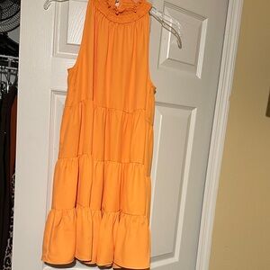 Vibrant Orange Ladies Mini Dress
